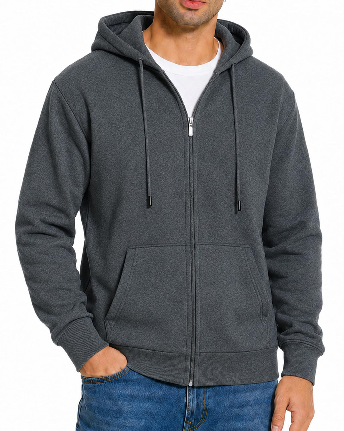 Men's Zip Up Hoodie Fleece Sweatshirt Jacket with Pockets