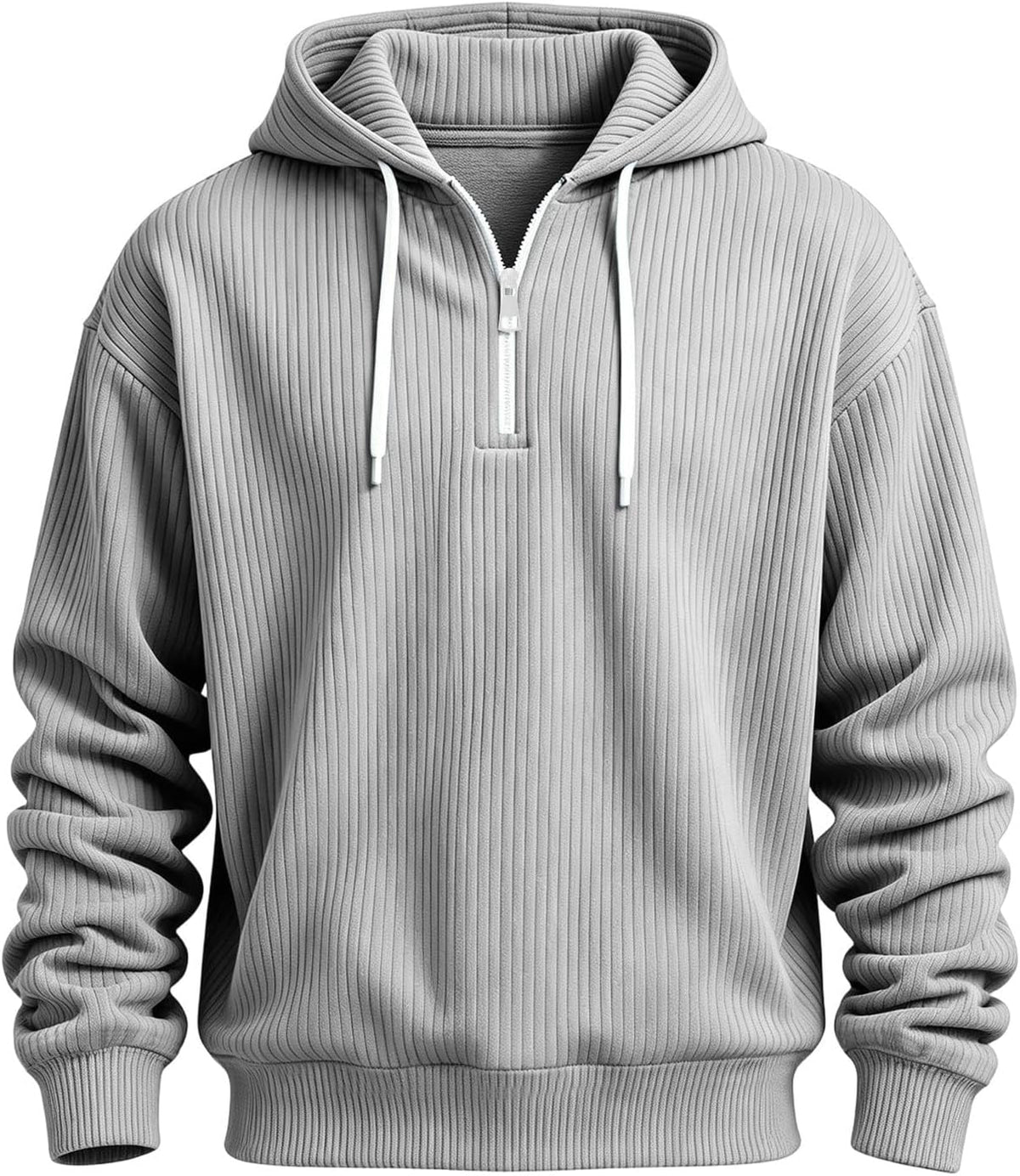 Corduroy Hoodies for Men Quarter Zip Pullover Sweatshirt