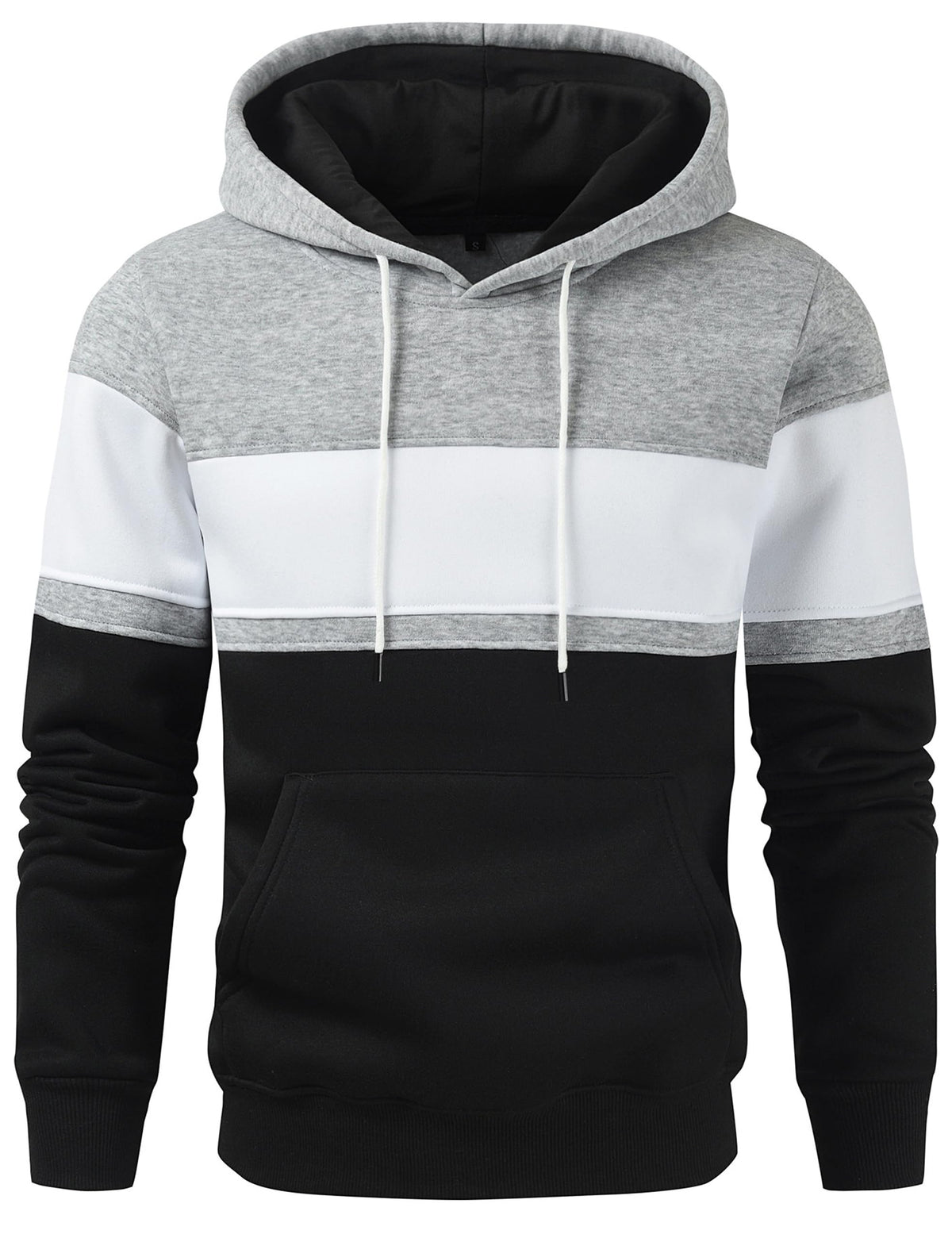 Mens Classic Color Block Hoodie Pullover Casual Fleece Sweatshirt