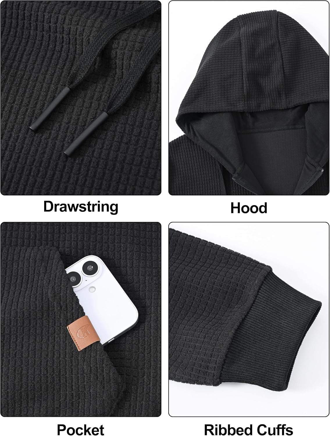 Yundobop Men's Full Zip Casual hoodie Sweatshirt Jacket