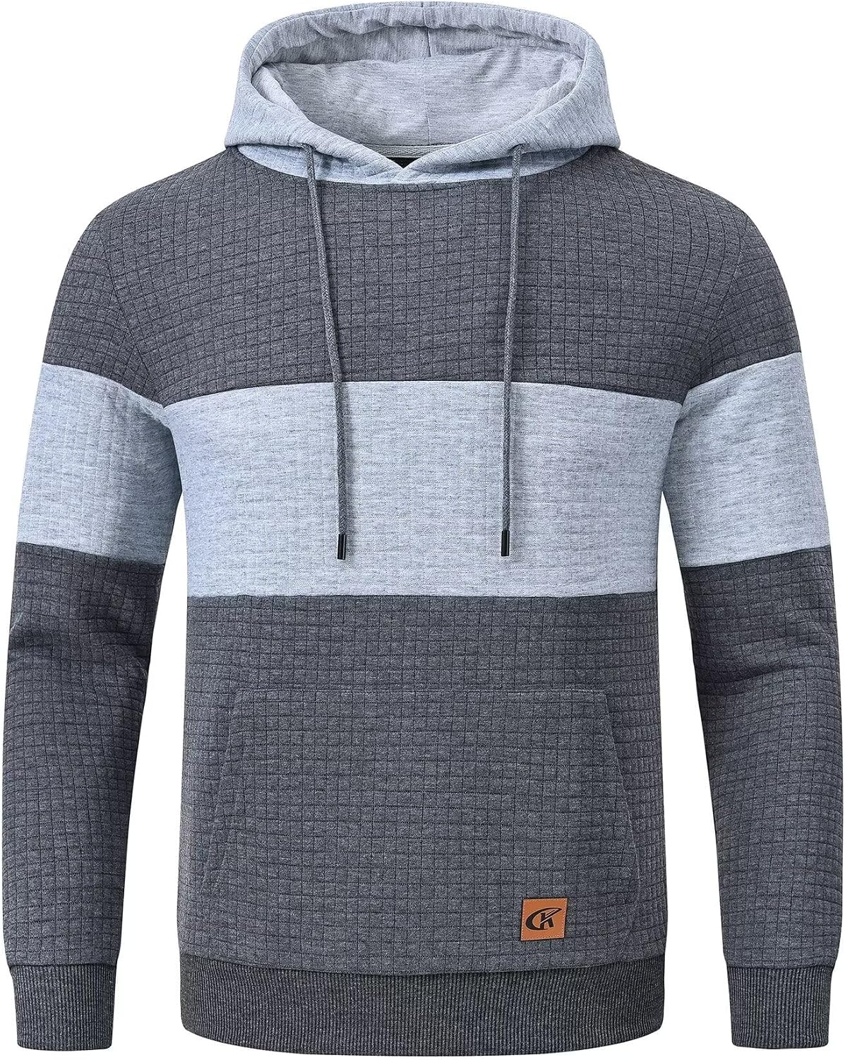 Yundobop Men's Pullover Hoodies Plaid Jacquard with Kangaroo Pocket