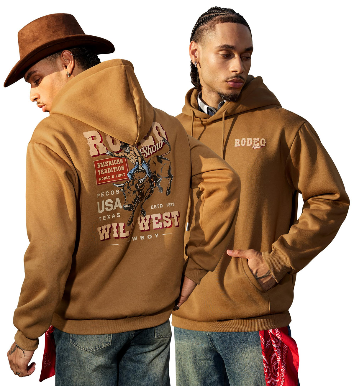 Herberton Mens Western Graphic Hoodie Fleece-Lined Unisex Sweatshirt