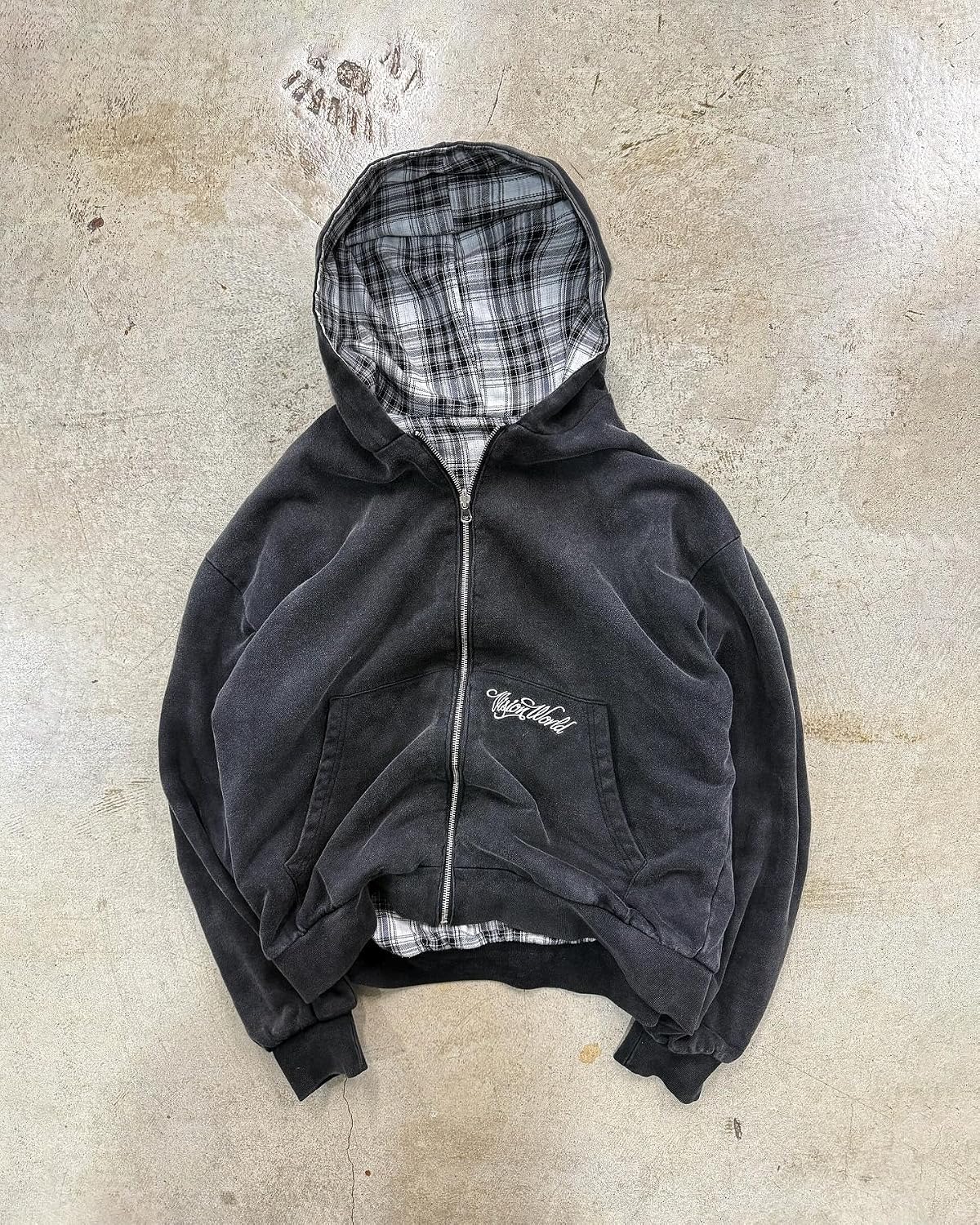 Obenie Men's y2k hoodie, fashionable checkered sportswear, casual jacket