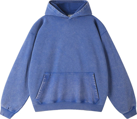 Men Oversized Acid Wash Hoodie Vintage Heavyweight Cotton Top