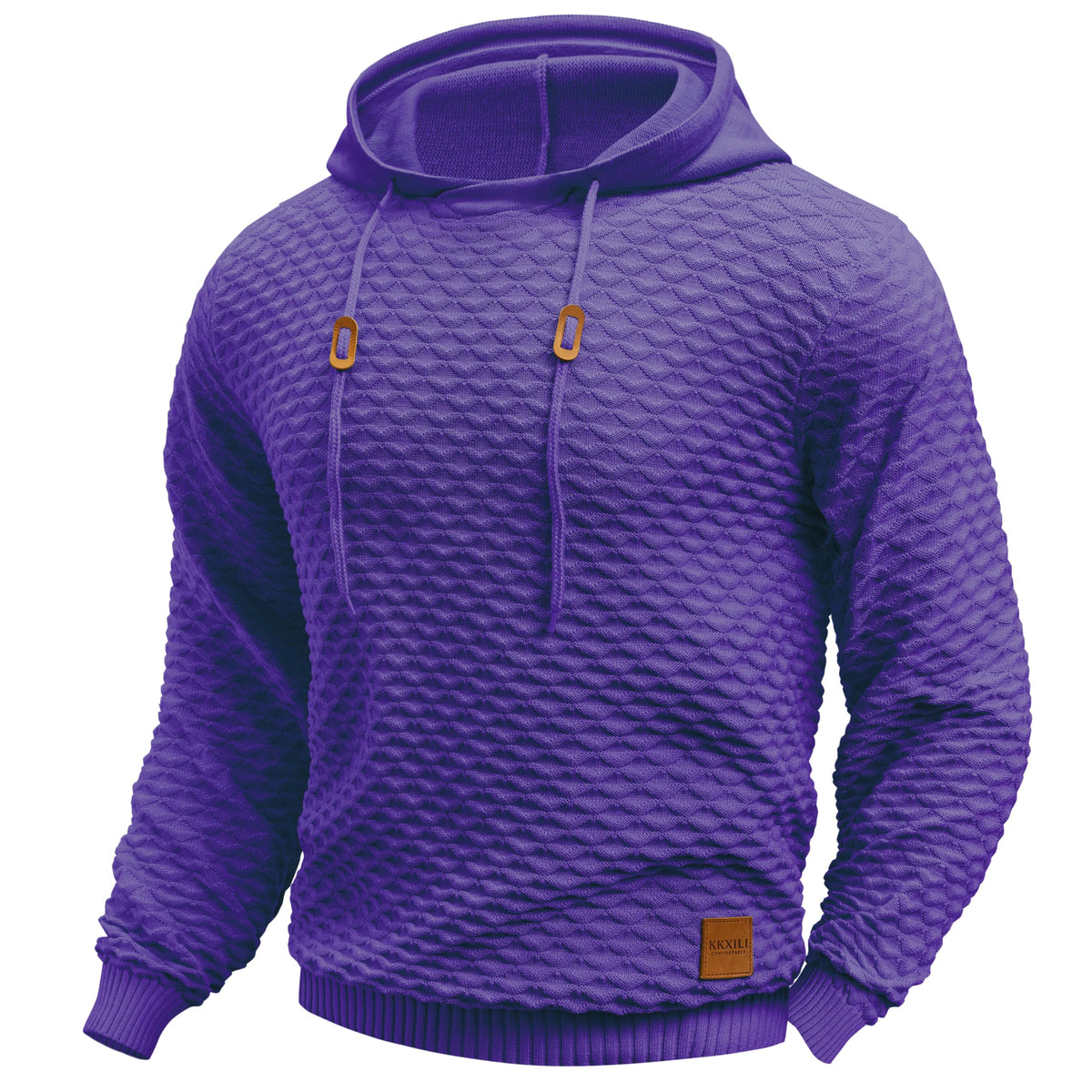 Mens Hooded Sweatshirt Casual Long Sleeve Drawstring Solid Knitted Hoodie Pullover Sweater