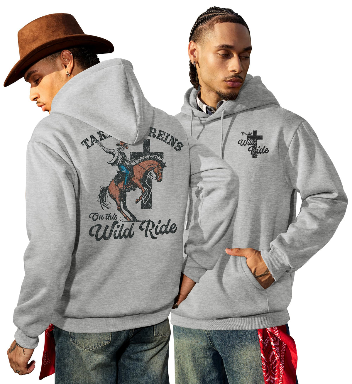 Herberton Mens Western Graphic Hoodie Fleece-Lined Unisex Sweatshirt