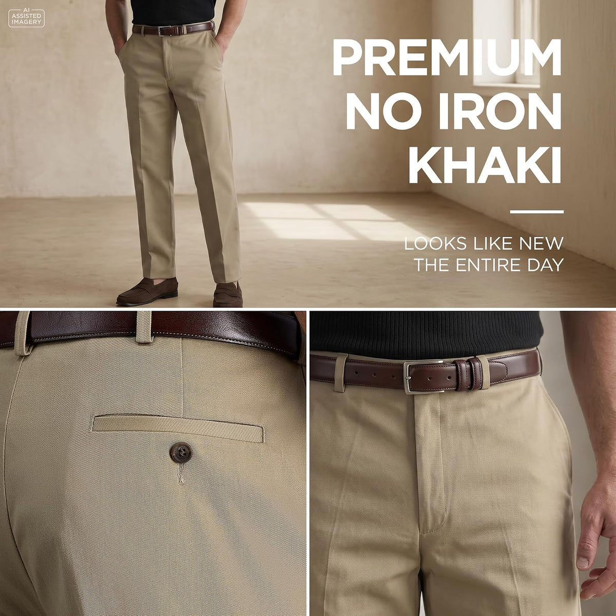 Haggar Men's Classic Fit Premium No Iron Khaki Pant