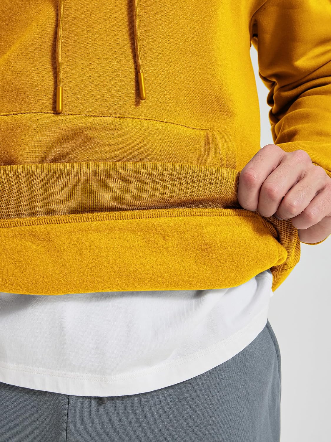 Mens Fleece Lined Hoodie Casual Oversized Pullover Sweatshirts Midweight Fashion Long Sleeve Hooded Sweatshirt